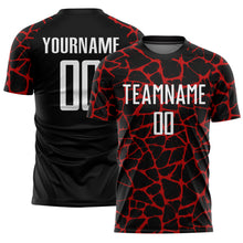 Charger l&#39;image dans la galerie, Custom Black White-Red Abstract Network Splash Sublimation Soccer Uniform Jersey

