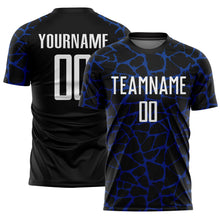 Charger l&#39;image dans la galerie, Custom Black White-Royal Abstract Network Splash Sublimation Soccer Uniform Jersey
