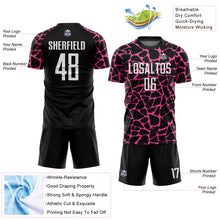 Charger l&#39;image dans la galerie, Custom Black White-Pink Abstract Network Splash Sublimation Soccer Uniform Jersey
