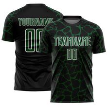 Charger l&#39;image dans la galerie, Custom Black Green-White Abstract Network Splash Sublimation Soccer Uniform Jersey
