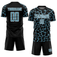 Charger l&#39;image dans la galerie, Custom Black Shadow Blue-White Abstract Network Splash Sublimation Soccer Uniform Jersey
