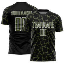 Charger l&#39;image dans la galerie, Custom Black Olive-White Abstract Network Splash Sublimation Soccer Uniform Jersey
