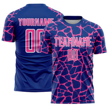 Laden Sie das Bild in den Galerie-Viewer, Custom Royal Pink-White Abstract Network Splash Sublimation Soccer Uniform Jersey
