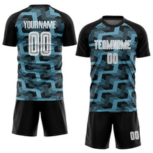 Laden Sie das Bild in den Galerie-Viewer, Custom Black White-Shadow Blue Line Sublimation Soccer Uniform Jersey
