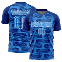 Charger l&#39;image dans la galerie, Custom Royal Powder Blue-White Line Sublimation Soccer Uniform Jersey
