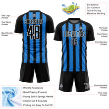 Load image into Gallery viewer, Custom Black Powder Blue-White Line Sublimation Soccer Uniform Jersey
