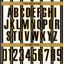 Laden Sie das Bild in den Galerie-Viewer, Custom Black White-Old Gold Line Sublimation Soccer Uniform Jersey
