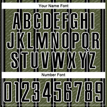 Laden Sie das Bild in den Galerie-Viewer, Custom Black Olive-White Line Sublimation Soccer Uniform Jersey
