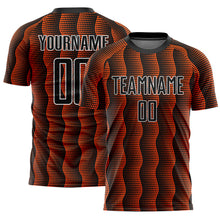 Load image into Gallery viewer, Custom Black Orange-White Geometric Shape Sublimation Soccer Uniform Jersey
