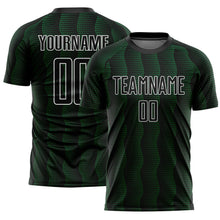 Laden Sie das Bild in den Galerie-Viewer, Custom Black Green-White Geometric Shape Sublimation Soccer Uniform Jersey
