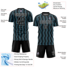 Laden Sie das Bild in den Galerie-Viewer, Custom Black Shadow Blue-White Geometric Shape Sublimation Soccer Uniform Jersey
