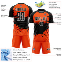 Laden Sie das Bild in den Galerie-Viewer, Custom Orange Black-White Splash Sublimation Soccer Uniform Jersey
