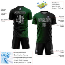 Загрузить изображение в средство просмотра галереи, Custom Black Green-White Gradient Line Sublimation Soccer Uniform Jersey
