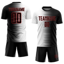 Загрузить изображение в средство просмотра галереи, Custom Black White-Red Gradient Line Sublimation Soccer Uniform Jersey
