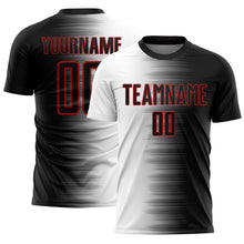 Загрузить изображение в средство просмотра галереи, Custom Black White-Red Gradient Line Sublimation Soccer Uniform Jersey
