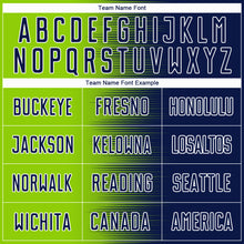 Charger l&#39;image dans la galerie, Custom Navy Neon Green-White Gradient Line Sublimation Soccer Uniform Jersey
