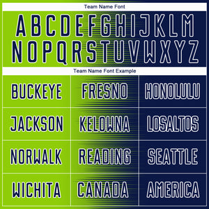 Custom Navy Neon Green-White Gradient Line Sublimation Soccer Uniform Jersey