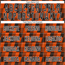 Load image into Gallery viewer, Custom Black Orange-White Line Sublimation Soccer Uniform Jersey

