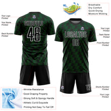 Laden Sie das Bild in den Galerie-Viewer, Custom Black Green-White Line Sublimation Soccer Uniform Jersey
