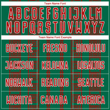Load image into Gallery viewer, Custom Kelly Green Red-White Geometric Shape Sublimation Soccer Uniform Jersey
