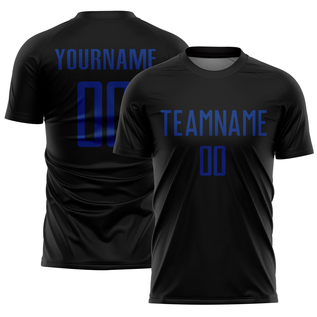 Custom Black Royal Sublimation Soccer Uniform Jersey