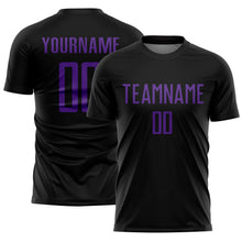 Load image into Gallery viewer, Custom Black Purple Sublimation Soccer Uniform Jersey
