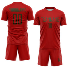 Load image into Gallery viewer, Custom Red Olive Sublimation Soccer Uniform Jersey
