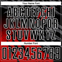 Load image into Gallery viewer, Custom Black Red-White Gradient Scratch Splash Sublimation Soccer Uniform Jersey

