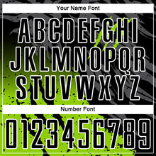 Load image into Gallery viewer, Custom Black Neon Green-White Gradient Scratch Splash Sublimation Soccer Uniform Jersey
