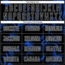 Load image into Gallery viewer, Custom Black Thunder Blue-White Abstract Liquid Sublimation Soccer Uniform Jersey
