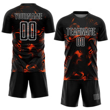 Load image into Gallery viewer, Custom Black Orange-White Abstract Liquid Sublimation Soccer Uniform Jersey
