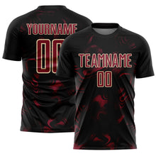 Load image into Gallery viewer, Custom Black Crimson-Cream Abstract Liquid Sublimation Soccer Uniform Jersey
