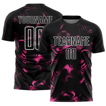 Load image into Gallery viewer, Custom Black Pink-White Abstract Liquid Sublimation Soccer Uniform Jersey
