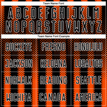 Laden Sie das Bild in den Galerie-Viewer, Custom Black Orange-White Geometric Shape Sublimation Soccer Uniform Jersey
