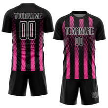 Load image into Gallery viewer, Custom Black Pink-White Geometric Shape Sublimation Soccer Uniform Jersey
