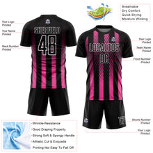 Load image into Gallery viewer, Custom Black Pink-White Geometric Shape Sublimation Soccer Uniform Jersey
