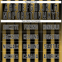 Load image into Gallery viewer, Custom Black Old Gold-White Geometric Shape Sublimation Soccer Uniform Jersey
