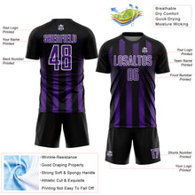 Загрузить изображение в средство просмотра галереи, Custom Black Purple-White Geometric Shape Sublimation Soccer Uniform Jersey
