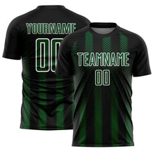 Laden Sie das Bild in den Galerie-Viewer, Custom Black Green-White Geometric Shape Sublimation Soccer Uniform Jersey
