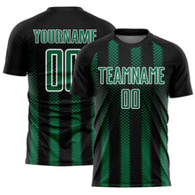 Load image into Gallery viewer, Custom Black Kelly Green-White Geometric Shape Sublimation Soccer Uniform Jersey
