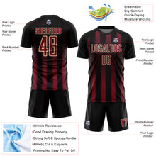 Load image into Gallery viewer, Custom Black Crimson-Cream Geometric Shape Sublimation Soccer Uniform Jersey
