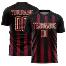 Load image into Gallery viewer, Custom Black Crimson-Cream Geometric Shape Sublimation Soccer Uniform Jersey
