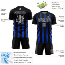 Load image into Gallery viewer, Custom Black Thunder Blue-White Geometric Shape Sublimation Soccer Uniform Jersey
