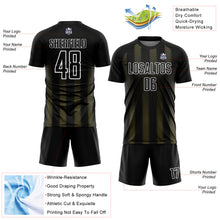 Laden Sie das Bild in den Galerie-Viewer, Custom Black Olive-White Geometric Shape Sublimation Soccer Uniform Jersey
