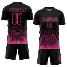 Load image into Gallery viewer, Custom Black Pink Geometric Shape Sublimation Soccer Uniform Jersey
