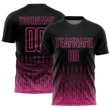 Load image into Gallery viewer, Custom Black Pink Geometric Shape Sublimation Soccer Uniform Jersey
