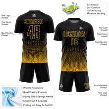 Load image into Gallery viewer, Custom Black Gold Geometric Shape Sublimation Soccer Uniform Jersey
