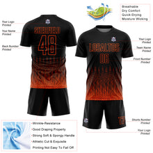 Laden Sie das Bild in den Galerie-Viewer, Custom Black Orange Geometric Shape Sublimation Soccer Uniform Jersey
