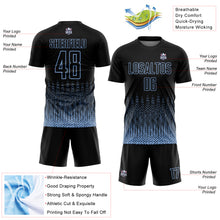 Load image into Gallery viewer, Custom Black Light Blue Geometric Shape Sublimation Soccer Uniform Jersey
