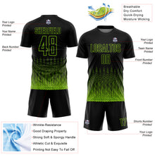 Charger l&#39;image dans la galerie, Custom Black Neon Green Geometric Shape Sublimation Soccer Uniform Jersey
